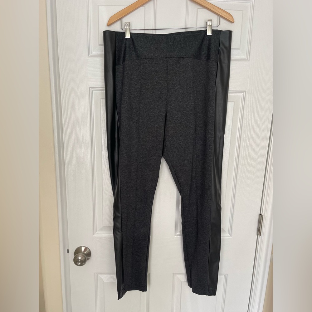 Karl Lagerfeld dark grey pants/Leggings with leather on sides